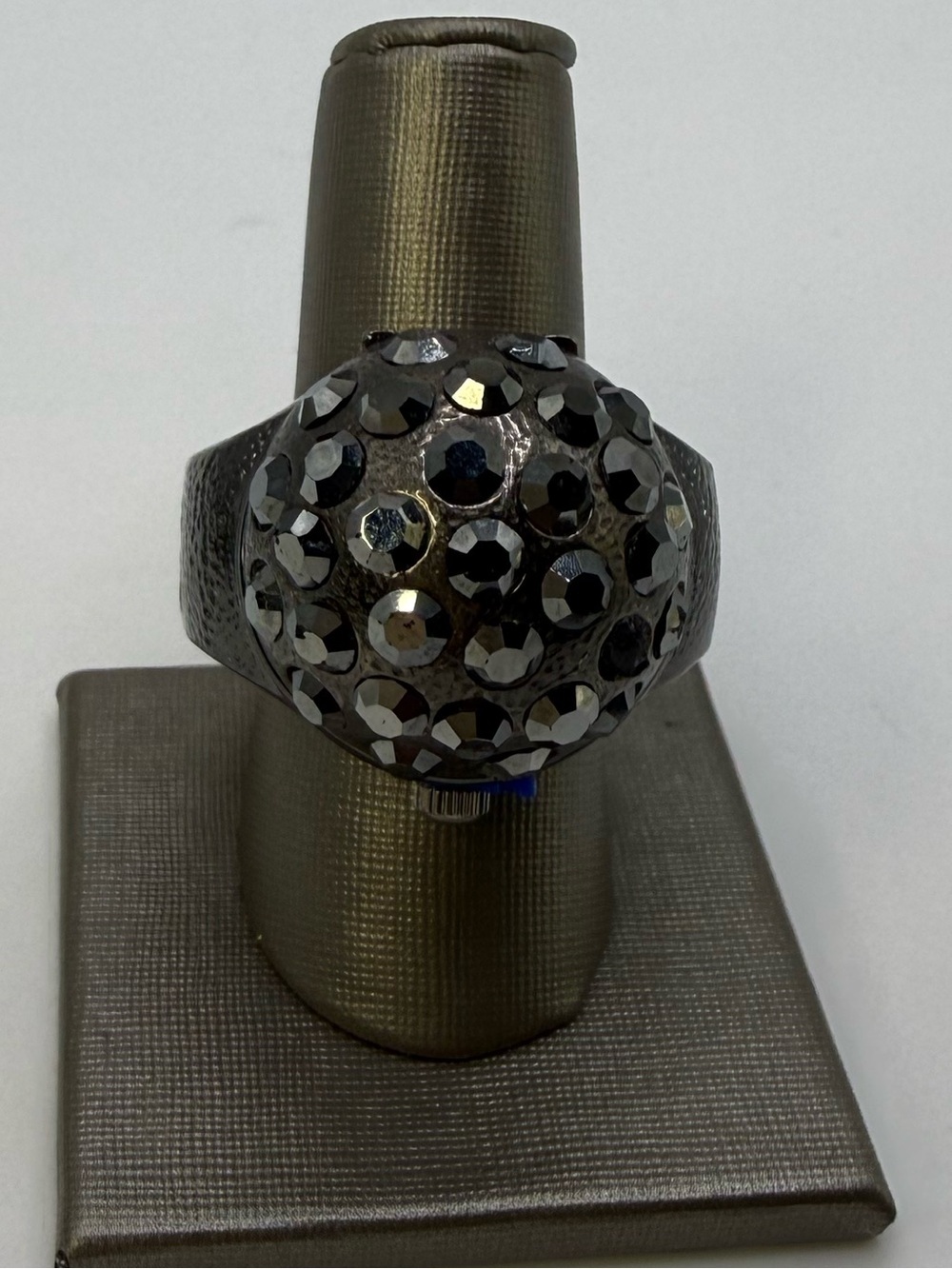 Vintage Sophie Black Crystal Ring Watch Stretch Band Size 8+ Quartz